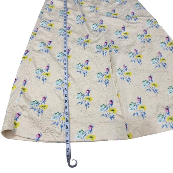 Ganni Floral Crinkled Satin Off-Shoulder Slit Maxi Dress Bell Sleeves Size 36 - Picture 5 of 16